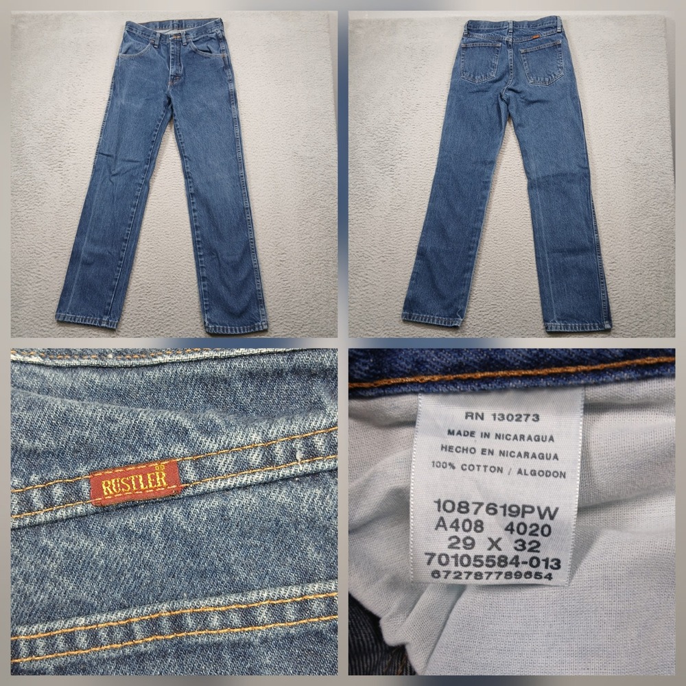 Rustler Straight Leg Jeans Mens 29x32 Medium Wash Denim